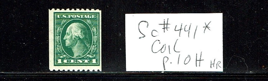 1914 U.S. Regular Issue 1c Grn Washington FLAT p10h COIL  Sc#441 M/H/OG - Image 1 of 1