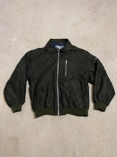 VETEMENTS Tommy Hilfiger Giacca Uomo Grande Verde Bomber Edizione Navale Patch Tasche Cerniere