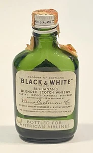 Bottle 1/10 Pint Black & White Whiskey Buchanan's - American Airlines Label - Picture 1 of 7