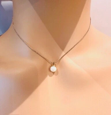 Collar colgante de perlas Estate de oro rosa de 10 quilates de 6 mm de 15" Foto 1 de 4