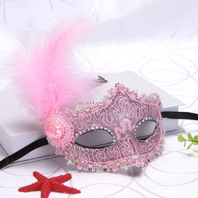 Lace Mask Party Masquerade Ball Eye Masks Flower Feather Bachelorette Party ☽ - Image 1 of 4