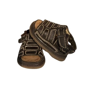Wolfe Island Fisherman Sandals, Infant Size 2 Brown, Hook & Loop Closure Beige S - Foto 1 di 9