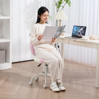 Office Chair Colourful Faux Fur Sponge 45W x 52D x 82-90H cm Bunny Ears 360°Adj - Image 1 of 4