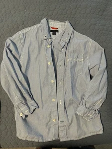 Tommy Hilfiger Boys Youth Blue White Pin Stripe Button Up Size 6 - Picture 1 of 3
