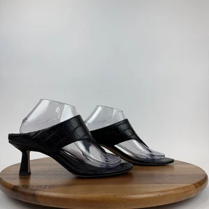 Sandalias de tacón de gatito con tanga de cuero negras Nordstrom Avery para mujer talla 8,5 M usadas en excelente estado - Imagen 1 de 9