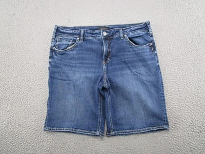 Pantalones cortos vaqueros plateados para mujer azul lavado medio Jean Suki bermudas talla 34x9 elásticos Foto 1 de 4