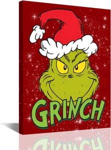 Christmas Wall Art for Living Room Bedroom Home Decorations Green and Red Fun Cu - Picture 1 of 12