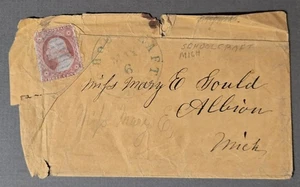 SCHOOLCRAFT MICHIGAN c 1850s Cover #26 to ALBION MICHIGAN **Distressed Condition - Bild 1 von 2