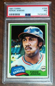 Fergie Jenkins #158 Topps 1981 PSA 7 Texas Rangers - Imagen 1 de 3