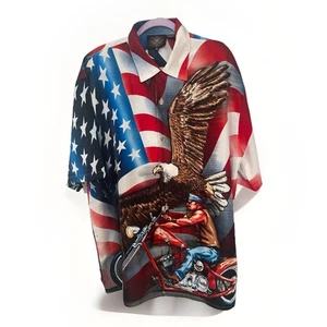 Camisa Dragonfly Roadhouse - Bandera de Estados Unidos - Águila - Motociclista Abotonada Para Hombre Talla XL - Imagen 1 de 8