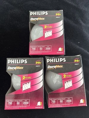 3 Philips DuraMax 60 Watt Light Bulb Clear Vanity Globe Medium Base 814303 LOT - Image 1 of 4