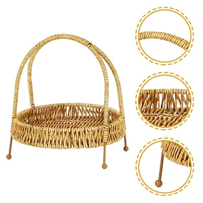  Imitazione cesto intrecciato di rattan cesto intrecciato che serve vassoio per - Immagine 1 di 4