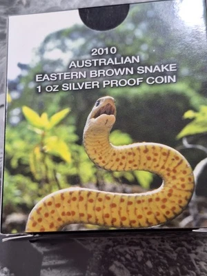 TUVALU 2010 DEADLY& DANGEROUS AUSTRALIAN EASTERN BROWN SNAKE 1 oz SILVER COA OGP - Image 1 of 4