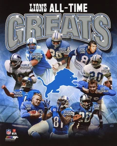 DETROIT LIONS All-Time Greats Glossy 8x10 Photo Barry Sanders and Calvin Johnson - Picture 1 of 1