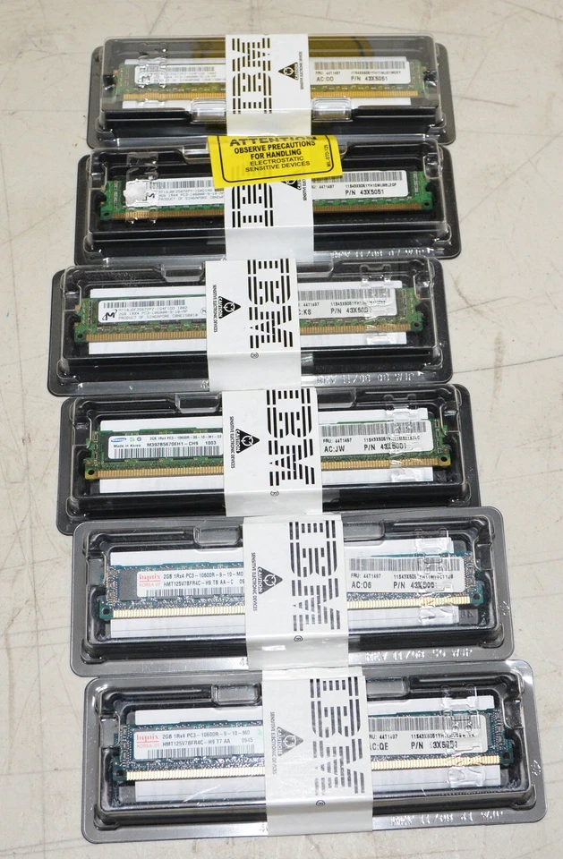 (6) IBM Micron Hynix FRU: 44T1497 2GB Low Profile Server DIMM Memory Module  - Image 1 of 1