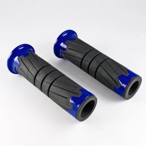 tire pattern motorcycle handlebars hand grips black & blue (a pair) - Picture 1 of 6