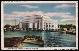 Manila New Post Office From Pasig River Philippines Postcard - Picture 1 of 2