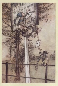 Arthur Rackham TRICKSTER FAIRIES playful mischief, 1918 vintage art print - Picture 1 of 5