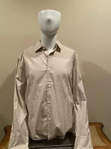 Express Men’s Brown And Cream Pattern Dress Shirt Slim 1MX NWT SIZE XXL - Picture 1 of 6
