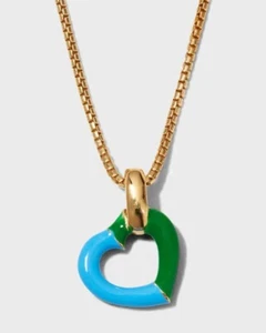 Collar BOTTEGA VENETA corazón verde y azul chapado en oro plata de ley - Imagen 1 de 10