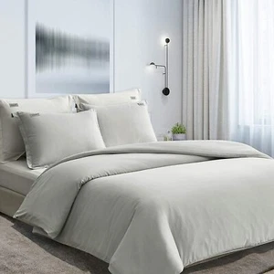 Duvet Cover Set Queen Size Light Grey, Ultra Soft-Hotel Quality, Queen(90"x90") - Picture 1 of 7