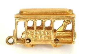 VTG BEAUTIFUL 14K YELLOW GOLD CHARM FOR BRACELET CABLE CAR SAN FRANCISCO CA 3.2G - Picture 1 of 2