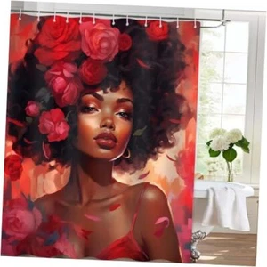 Black Girl Shower Curtain, African American Afro Black Woman 72" x 72" Girl a - Picture 1 of 8