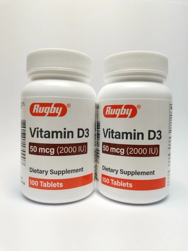 维生素 D3 -50 毫克 (2000 IU) 橄榄球补充剂(2 件装)- 有效期至 2027 年 9 月 — 第 1/1 张图片