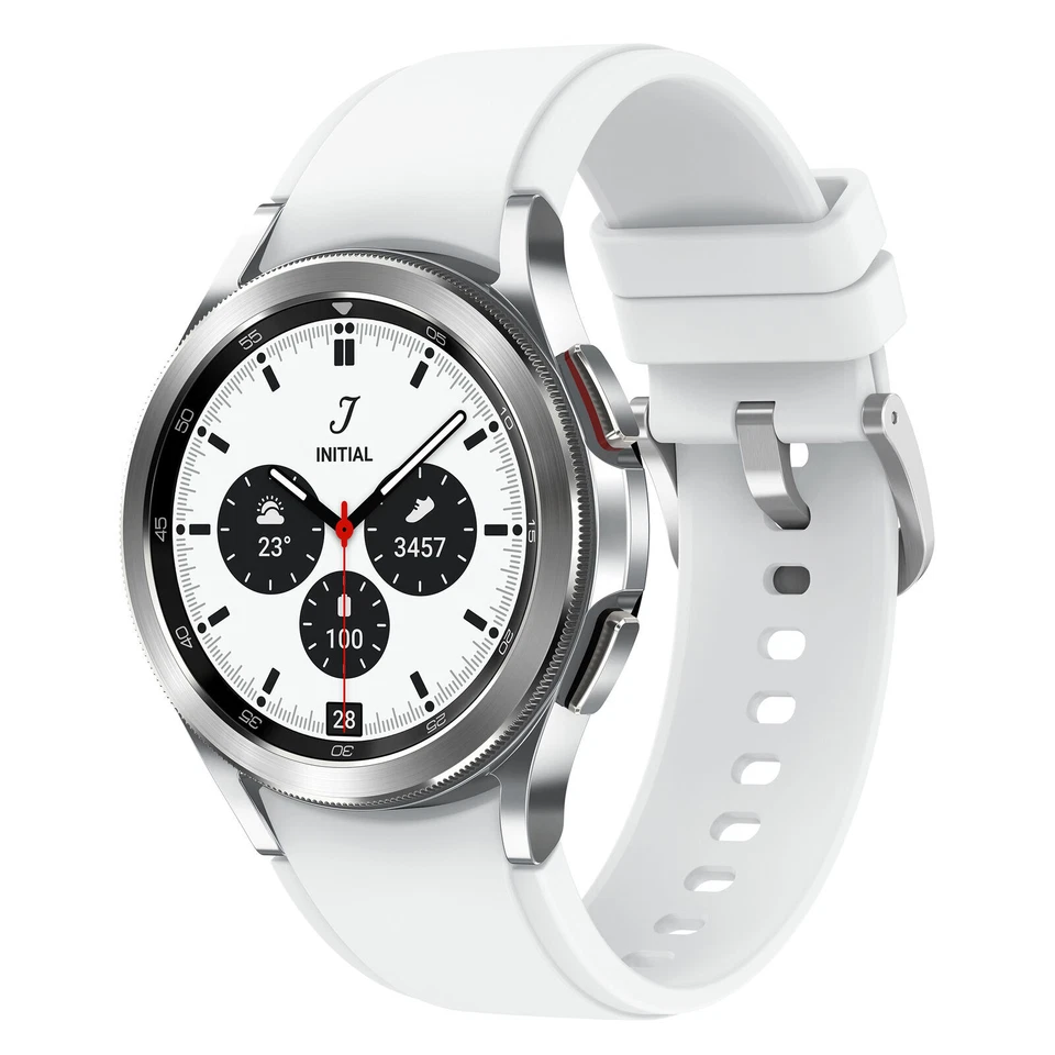 Samsung Galaxy Watch4 Classic SM-R880 42mm Stainless Steel Case with Ridge-Sport Band - Silver (Bluetooth) (SM-R880NZSAXAA)