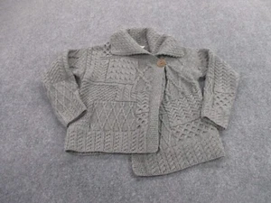Aran Sweater Women M Merino Wool Cardigan Ireland Market Cable Knit Chunky Cape - Picture 1 of 9