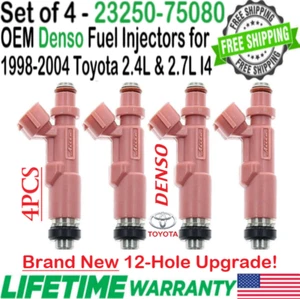 NEW OEM x4 DENSO 12Hole Upgrade Fuel Injectors for 1989-2004 Toyota 2.4L 2.7L I4 - Picture 1 of 13
