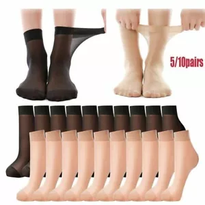 5/10pairs Women Ultra Thin Elastic Silk Girl Short Stockings Ankle Low Cut Socks - Picture 1 of 15