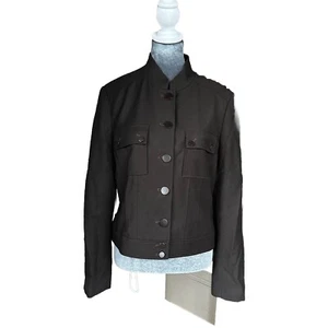 Talbots Italian Wool Military Style Button Up Blazer Jacket Womens Size 8 Brown - Picture 1 of 11