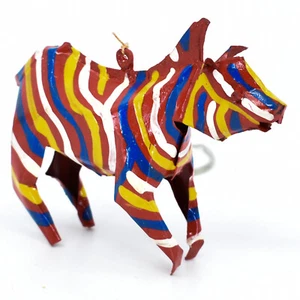 Lata de aluminio reciclado colorido pintado artesanalmente adorno de cebra Zimbabwe - Imagen 1 de 5