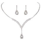Bridal Necklace Earrings Set Rhinestone Necklace Dangle Earrings Jewelry Set