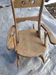 Antique Oak Doll Rocking Chair Rocker Vintage Collectible - Picture 1 of 2