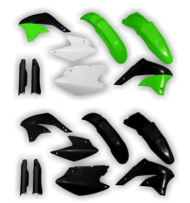 Kawasaki KLX450R 2008-2026 Plastics kit + Fork guards Black/OEM colors - Image 1 of 4
