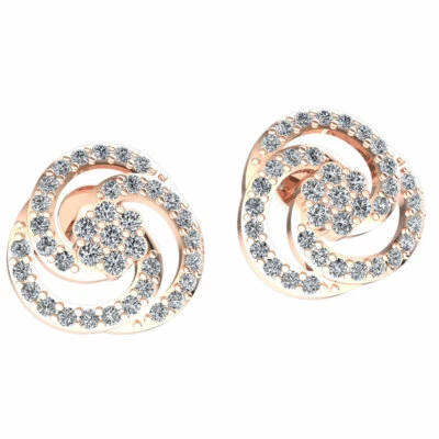 Pendientes nudo trinidad diamantes talla redonda genuinos de 0,4 quilates de oro macizo de 10 quilates para dama Foto 1 de 4