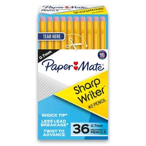 Lápices mecánicos Paper Mate SharpWriter, 0,7 mm, barril amarillo, paquete de 36 P - Imagen 1 de 8