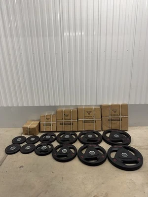 110KG Set Piastre Pesi Tri-Grip (Olimpico 50mm) Rivestite in Gomma Pesi Palestra OFFERTA - Immagine 1 di 4