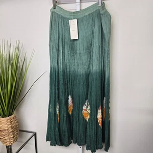 NWT Green Tie Dye Maxi Skirt Women's Size L Long Boho Bohemian - Picture 1 of 6