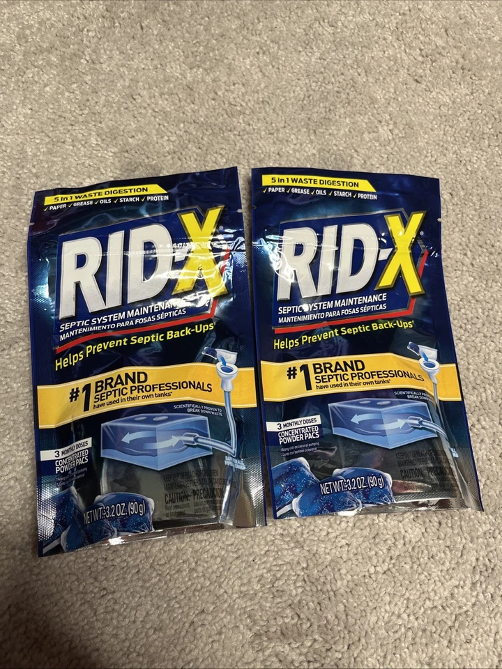 2 Rid-X Septic System Treatment Septic Tank 3-Months Concentrated Powder Pacs