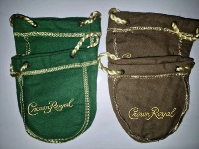 Lot of 4 Crown Royal 50ml Mini Bags : 2 Green And 2 Vanilla  - Image 1 of 2