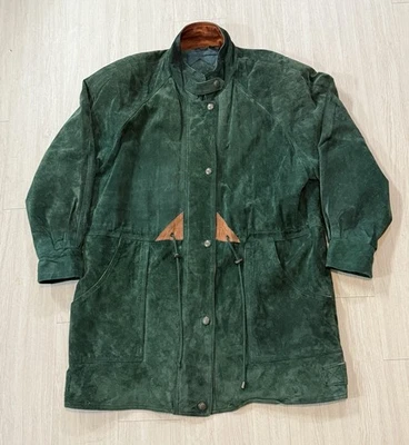 Vintage 80s Men’s Gitano Suede Quilted Trench Coat XL Western Rancher Cowboy - Image 1 of 4