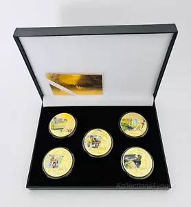 Usain Bolt 5 Gold Plated Coins, World Fasted Man - Olympic Champion Gold Medals - Picture 1 of 4