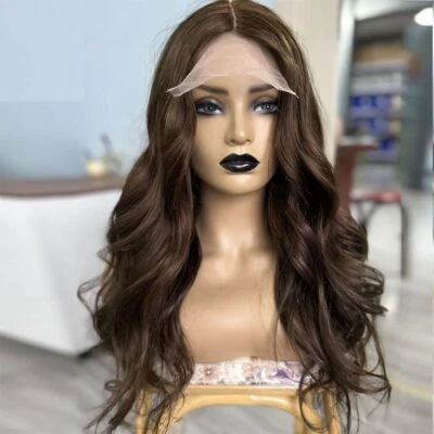 Pelucas delanteras de encaje 13x6 color cabello humano onda natural #6 sueltas onduladas 13x4 peluca de mujer Foto 1 de 4