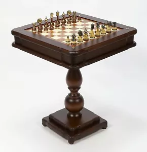 Italian Tournament Chessmen set & Backgammon, Chess/Checkers Table - Picture 1 of 5