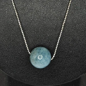 Aquamarine Pendant 14mm Ball 925 Necklace Natural Blue Green Colors NEW A - Picture 1 of 12