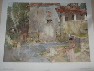 Sir William Russell Flint "The Mill Pool" St Jean Du Cole Edición Limitada Impresión, 742/850 - Imagen 1 de 9