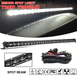 32INCH 420W Slim LED Light Bar Spot Beam +Wiring For Jeep Work Driving SUV 4WD - Picture 1 of 12